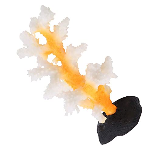 Hffheer Aquarium Artificial Coral, Fish Tank Artificial Coral Simulation Plant Luminous Silicone Coral for Fish Tank Landscape Decoration Aquarium Ornaments Yellow - BeesActive Australia