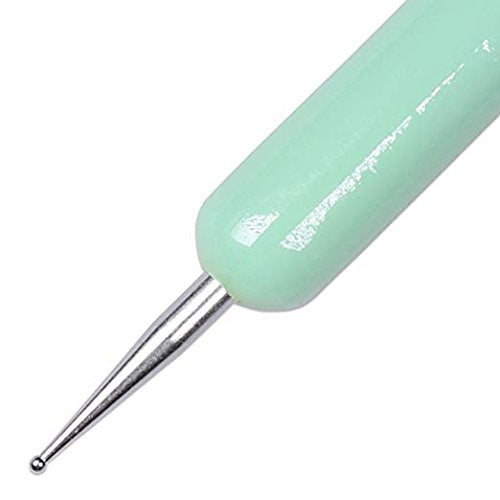 Ivy-L Premium 2 Ways French Gel Acrylic Nail Art Kolinsky Brush with Dotting Tool for Professional Manicure Nail Art Design Cuticle Clean-up + Lime Green Wood Handle (Size 6) Size # 6 LIME GREEN HANDLE - BeesActive Australia