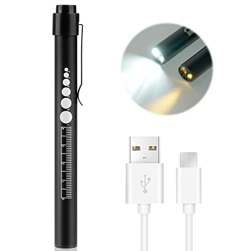 Flintronic Diagnostic Medical Penlight, Rechargeable LED Pen Torch with Pupil Gauge and Clip, First Aid Pupil Gauge Doctors Nurses Medical Pen Light Medical Equipment (With Type-C Charging Cable) 1PC Black - BeesActive Australia