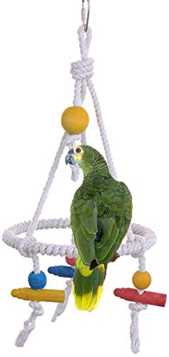 Litewoo Parrot Swing Toy Colorful Cotton Rope Bird Chew Toy for Play and Grooming for Small to Medium Birds Budgie Parakeet Cockatiel Macaw Parakeet Conure Lovebird Swing 3 - BeesActive Australia