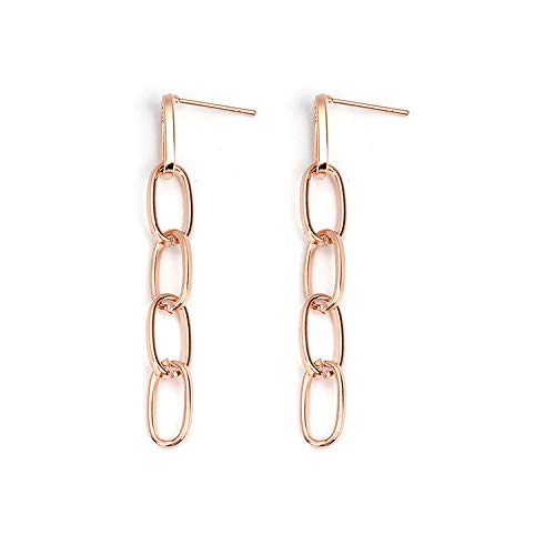Sither Link Chain Dangle Earrings for Women Girls Long Link Stud Earrings Fashion Unique Jewelry Gift for Her (rose gold) - BeesActive Australia
