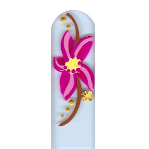 Cotton Candy Floral Hand Painted Genuine Czech Republic Crystal Nail File with Genuine Swarovski Crystal and Matching Acrylic Case - Medium - BeesActive Australia