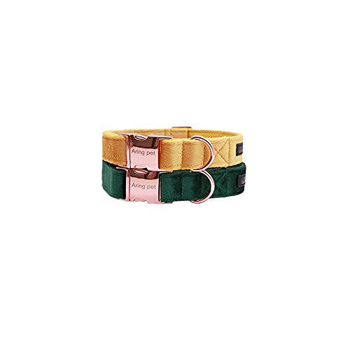 ARING PET Velvet Dog Collar and Leash Set, Soft Dog Collar and Leash, Adjustable Collars for Dogs S (Pack of 1) Dark green - BeesActive Australia