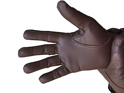 Horse Riding Men's Gloves All Leather 100% Real Leather TAN, Dark Brown & Black Premium Quality Gents Equestrian Gloves Large - BeesActive Australia