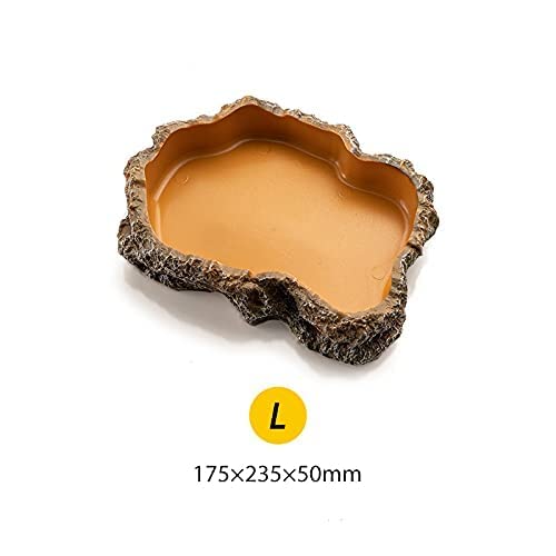 RunXF Extra Large Simulation Rock Reptile Feeding Bowls Resin Corn Snake Ball Python Iguana Bearded Dragon Tortoise Food Water Dish Bathing Bowl Habitat Accessories, 9.5 inch x 6 inch, S - BeesActive Australia
