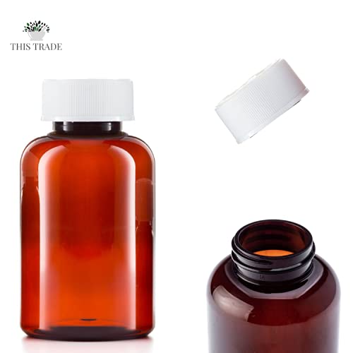 100ml Pill pots with lids, Empty Plastic Medicine Amber Bottles, Pill Storage pots, Screw caps, Strong Medicine Storage pots, Dispenser (6) - BeesActive Australia