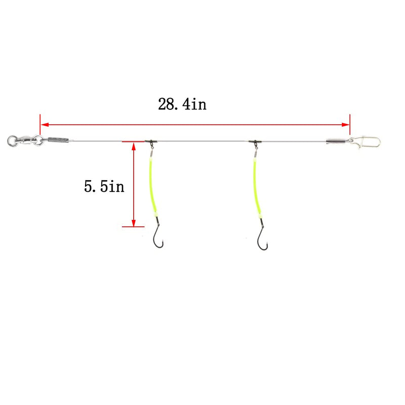ANNIBBY High-Strength 49 Strands Steel Surf Fishing Rigs with 2 Hooks,Saltwater Fishing Assecories Nylon-Coating Steel Wire with Hooks Swivels Snap Connect 2 Arm Rig - BeesActive Australia