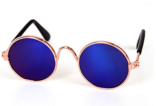 Dplus Cool Stylish and Funny Cute Pet Sunglasses Pet Goggles - Glasses Set of 5 - Classic Retro Circular Metal Prince Sunglasses for Cat,Chihuahua or Small Dogs (Classic Retro) - BeesActive Australia