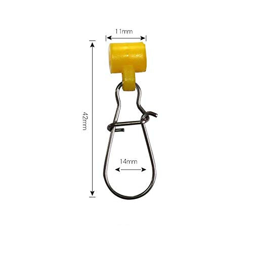 50pcs Fishing Line Sinker Slide with 6# Duo-Lock Snap High-Strength Sinker Slider, Fish Finder Rig Sinker Slides for Fishing, Yellow 1.65inch 150lbs - BeesActive Australia