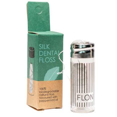 FLON Natural Silk Dental Floss, Peace Silk coated in Candelilla Wax, Mint Flavoured, Compostable & Eco friendly ~ 30 metres - BeesActive Australia