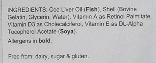 Lindens Cod Liver Oil 1000mg Capsules - 360 Pack - High in Omega 3, Vitamins A & D Contributes Towards Normal Skin, Hair, Nails, Bones, Eyes, Teeth, Brain & Immune System - UK Manufacturer, Letterbox Friendly - BeesActive Australia