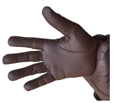 Ladies Horse Riding Gloves 100% Real Leather Brown, Beige, TAN & Black Women Equestrian Gloves Large Dark Brown - BeesActive Australia