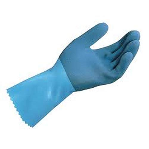 JERSETTE 301 Latex Chemical Resistant Cleaning Gloves, Waterproof, Kitchen, Dishwashing, Floor, Household, Industrial, Plastering Washable/Reusable Blue Size 9 Large Protective Safety Gloves (1 Pair) L (Pack of 1) - BeesActive Australia