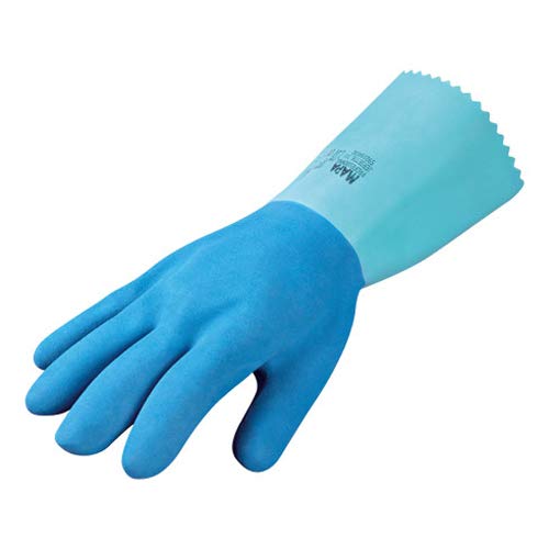 JERSETTE 301 Latex Chemical Resistant Cleaning Gloves, Waterproof, Kitchen, Dishwashing, Floor, Household, Industrial, Plastering Washable/Reusable Blue Size 7 Small Protective Safety Gloves (1 Pair) - BeesActive Australia