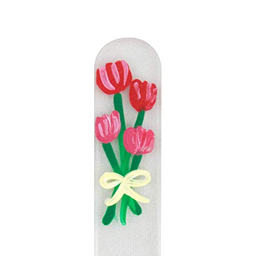 Tulip Bouquet Hand Painted Genuine Czech Republic Crystal Nail File with Matching Acrylic Case - Medium - BeesActive Australia