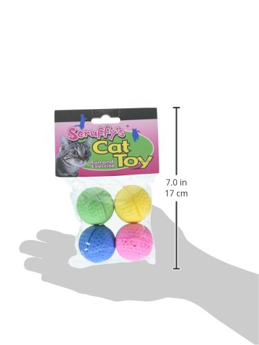 Boss Pet 04467 Scruff's Colorful Kitty Springy Foam Sponge Balls (4 Pack), Multicolor - BeesActive Australia