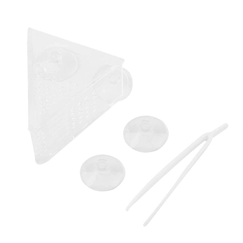 Pssopp Aquarium Cone Red Worm Feeder Fish Tank V-Shape Brine Shrimp Feeder Acrylic Fish Feeding Cup with Suction Cups and Tweezer - BeesActive Australia