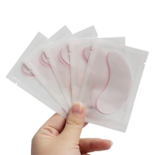 100 Pairs Hydrogel Under Eye Gel Patches Lint Free Eye Lash Pads Eyelash Extension Tool Mask Eyepads, Transparent/Pink Transparent-Pink - BeesActive Australia