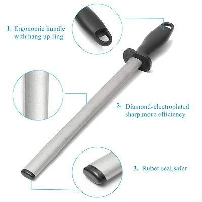 Kota Japan 12 in. Diamond Carbon Steel Professional Knife Sharpener Rod | Kitchen, Home or Hunting | Master Chef, Hunter or Home Gourmet Blade Sharpening Rod or Stick - BeesActive Australia