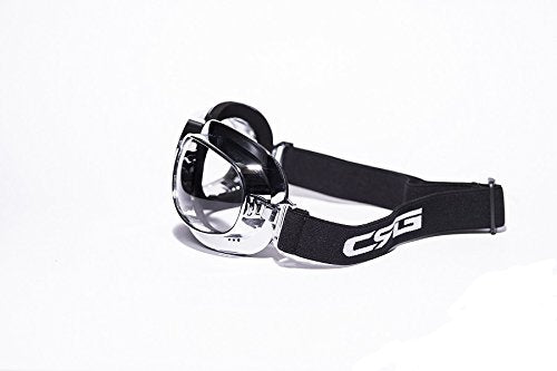 [AUSTRALIA] - CRG Sports Vintage Aviator Pilot Style Motorcycle Cruiser Scooter Goggle T04 T04SC Transparent lens, silver frame Transparent Lens Silver Frame 