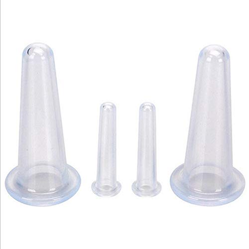 QUUPY Silicone Cupping Facial Set Eye and Face Vacuum Massage Cup Kit - 4 Cups(2Large+2Small) White - BeesActive Australia