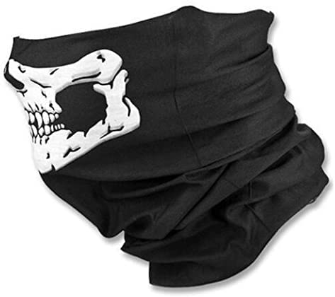 FamilyFirst Men's Skull Face Mask- Neck Tube Snood Balaclava- Ski Cycle Biker BMX Paintball Bandana Scarf, Black, One Size - BeesActive Australia