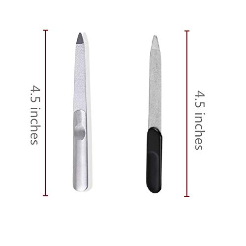 Stainless Steel Double Side Nail File Fingernails Toenails Manicure Files for nail polishing 5 Inches (1 Flat + 1 Sapphire) 1 Flat + 1 Sapphire - BeesActive Australia