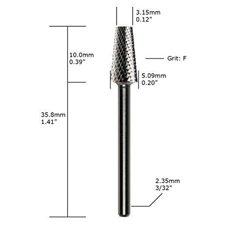 C & I Tapered Barrel Nail Drill Bit for Electric Nail Drill Machine of Nail Art (Grit Fine, Silver) Grit Fine - BeesActive Australia