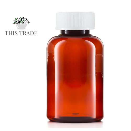 100ml Pill pots with lids, Empty Plastic Medicine Amber Bottles, Pill Storage pots, Screw caps, Strong Medicine Storage pots, Dispenser (6) - BeesActive Australia
