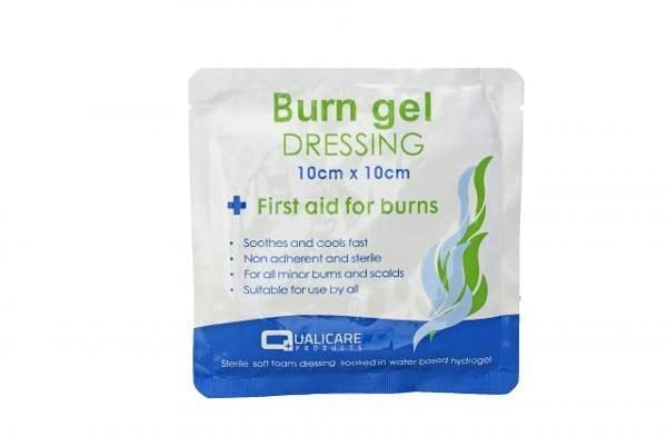 (BOX OF 10) First Aid Burn Gel Dressing 10cm x 10cm Medium Size - Emergency Burncare for Scolds & Burns - BeesActive Australia