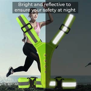 NENEX Reflective Running Gear Vest - Led Usb Rechargeable - Mens Or Womens Safety Vest- Adjustable Outdoors Vest - Night Time High Visibility - Walking Running Biking Or Cycling Vest, Green, One Size - BeesActive Australia
