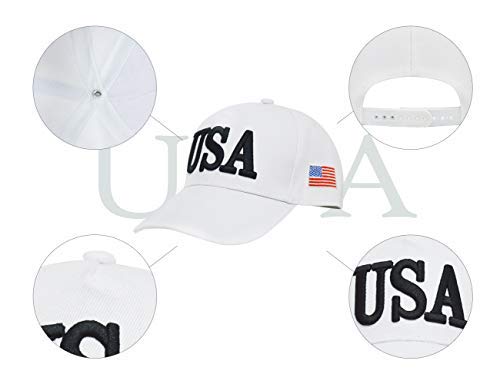 DISHIXIAO USA Baseball Cap Polo Style Adjustable Embroidered Dad Hat with American Flag for Men and Women Usa White One Size - BeesActive Australia