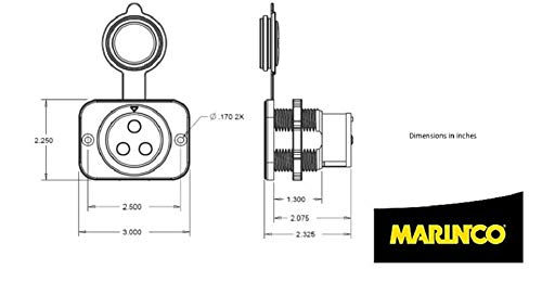 [AUSTRALIA] - Marinco 12VBRS3 Trolling Motor Receptacle 70A, Multicoloured 