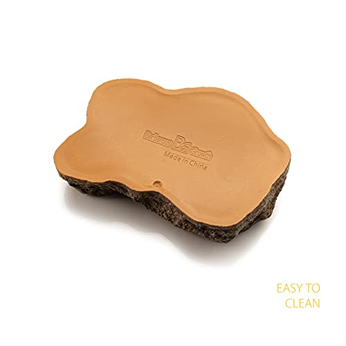 RunXF Extra Large Simulation Rock Reptile Feeding Bowls Resin Corn Snake Ball Python Iguana Bearded Dragon Tortoise Food Water Dish Bathing Bowl Habitat Accessories, 9.5 inch x 6 inch, S - BeesActive Australia