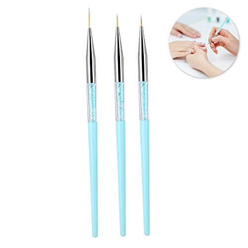 Nail Art Pen,3pcs Nail Art Dotting Liner Brush UV Gel Painting Pen Drawing Tool Set Rhinestone Handle(Blue) Blue - BeesActive Australia