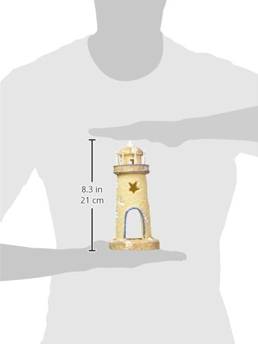 Penn-Plax Deco-Replicas Sand & Seashell Lighthouse Aquarium Ornament – 3 Safe for Freshwater and Saltwater Tanks Medium - BeesActive Australia