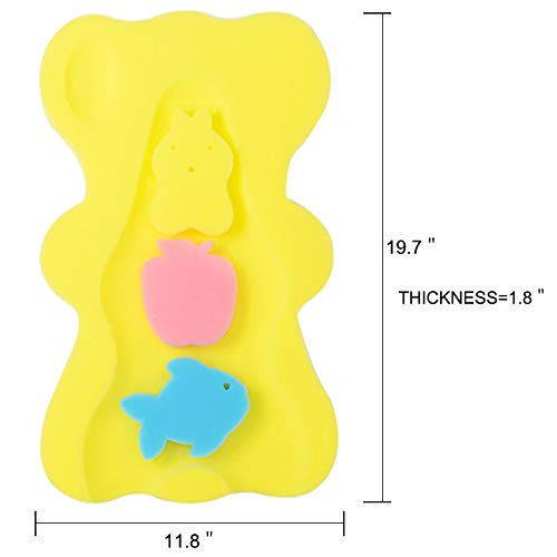 Infant Bath Sponge for Age 1-3Y Comfy Baby Bath Mat Skid Proof Newborn Bath Cushion (Yellow) Yellow - BeesActive Australia