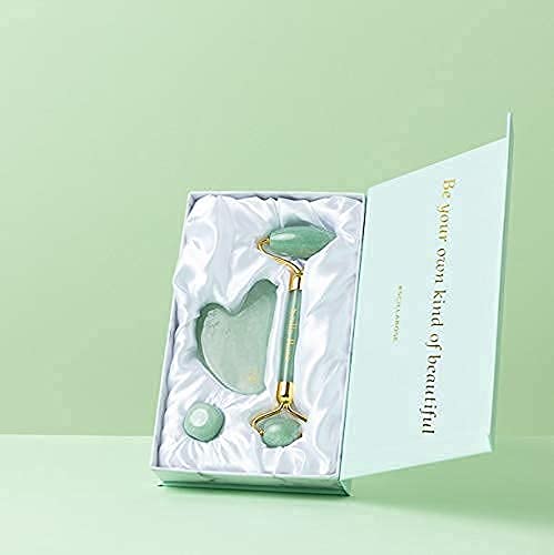 Jade Roller and Gua Sha Facial Massage Valentine's Gift Set for Women - Face Roller and Guasha Stone, Lymphatic Drainage Massager, Superior and Natural, Anti-Ageing Skincare Tools Stunning Jade Set - BeesActive Australia