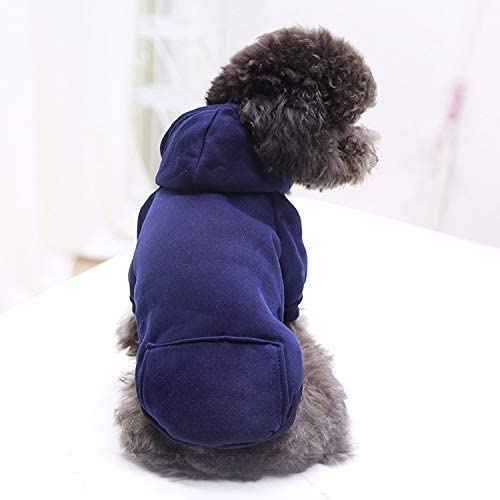 Idepet Pet Dog Hoodies Dog Clothes for Small Dogs Vest Chihuahua Clothes Warm Coat Jacket Autumn Puppy Outfits Cats Dogs Clothing X-Small (Pack of 1) NavyBlue - BeesActive Australia