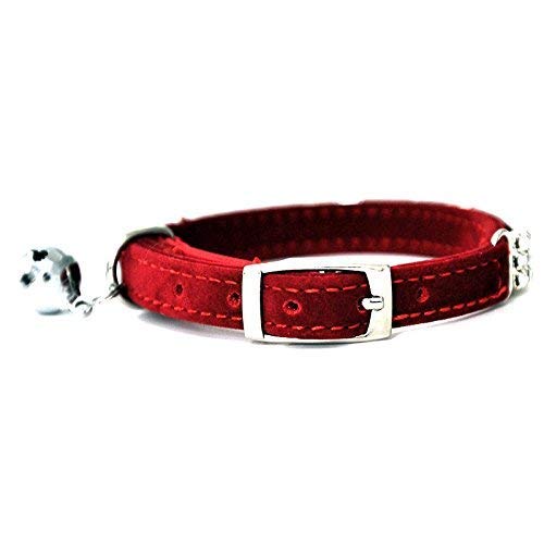 DAIXI Adjustable Cat Collar Soft Velvet Safe Collars Bling Diamante with Bells Red - BeesActive Australia