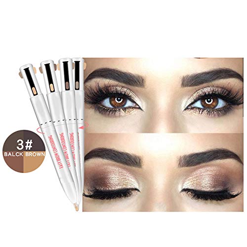 Arinda 4 in 1 Easy to Wear Eyebrow Contour Pen Defining Highlighting Brow Pen Waterproof Sweatproof 3 Black Brown - BeesActive Australia