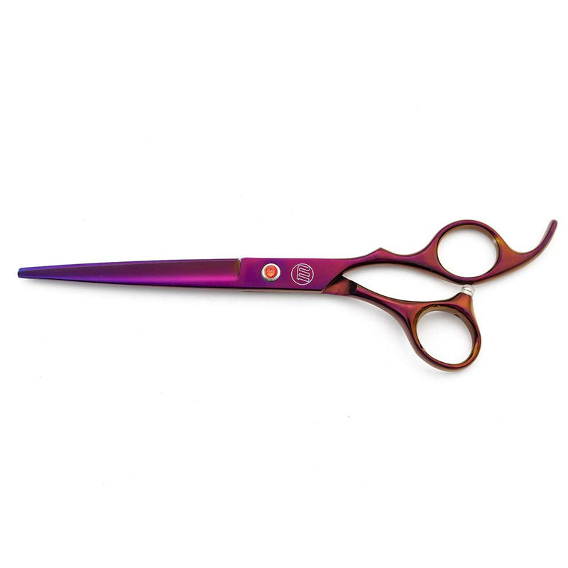Moontay Professional 7.0/8.0 inches Dog Grooming Scissors Set, 4-Pieces Straight, Upward Curved, Downward Curved, Thinning/Blending Shears for Dog, Cat and Pets, JP Stainless Steel 7 Inch (Pack of 4) Purple - BeesActive Australia