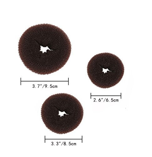 Sohapy 3 Pieces Brown Women Hair Bun Maker Donuts Ring - (1Large, 1Middle, 1Small) - BeesActive Australia