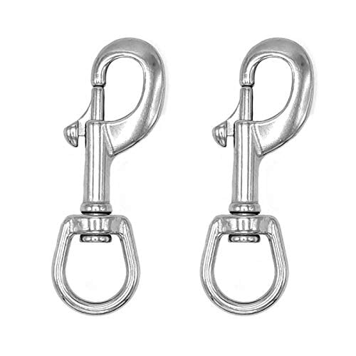 Amadget 2 Pcs 316 Stainless Steel Swivel Eye Bolt Snap Hooks Boat Marine Grade Single Ended Trigger Chain Clip for Diving, Pet Leash, Camera Strap, Keychain, Hammock(3.6 Inch Silver) - BeesActive Australia
