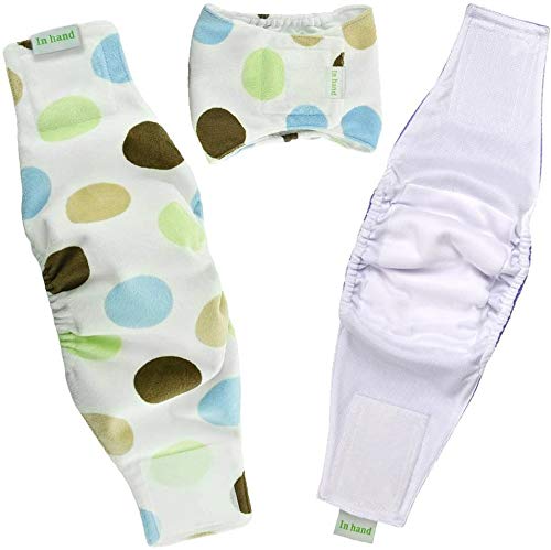 IN HAND Washable Male Dog Diapers(Pack of 3), Premium Reusable Belly Bands for Male Dogs, Durable Male Dog Belly Wrap, Comfy Doggie Diapers S(13"-17") Popular Color - BeesActive Australia