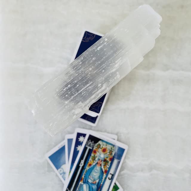Selenite Crystal Stick by CuartoAstral 7-8.5" long 1-2" wide white healing stone strong protection power ? Selenite Crystal packaged ready for gift ? Selenite Stick charging plate for other crystals - BeesActive Australia
