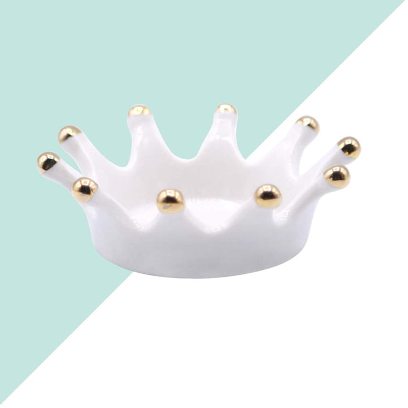 Minkissy Ceramic Nail Art Palette Crown Shape Manicure Palette Color Mixing Pigment Palette Pigment Holder Finger Ring Plate for Art Nail Makeup (White) - BeesActive Australia