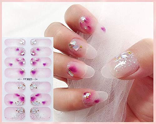 NAIL ANGEL 7pcs Nails Strips Nail Art Wrap Nail Art Full Cover Sticker Butterfly Spring Summer Crystal Designs for Women (10248) 10248 - BeesActive Australia