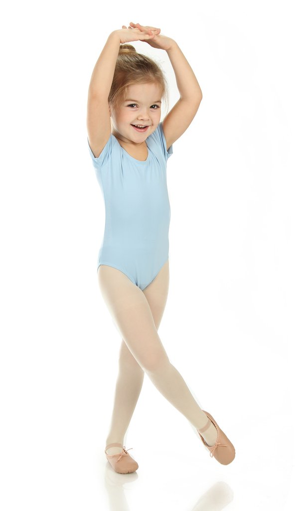 [AUSTRALIA] - Elowel Girls' Team Basics Short Sleeve Leotard Light Blue (size2-4) 