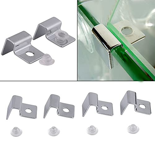 4 Size 4Pcs Stainless Steel Aquarium Fish Tank Glass Cover Support, Stainless Steel Fish Tank Cover Holder Anti-Slip Fish Tank Holders Aquarium Accessories Universal Lid Clips 12mm - BeesActive Australia